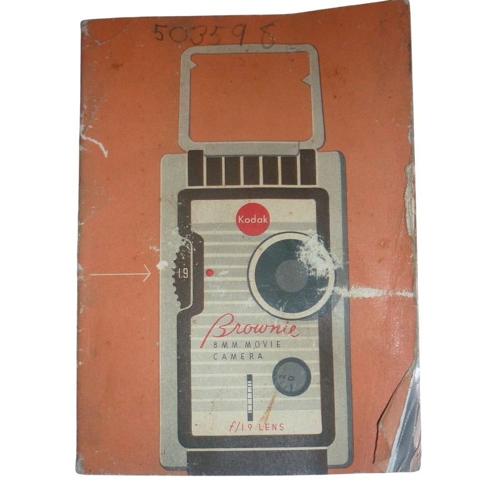 1954 Kodak Brownie 8mm Movie Camera Manual f/1.9 Lens Instruction Booklet